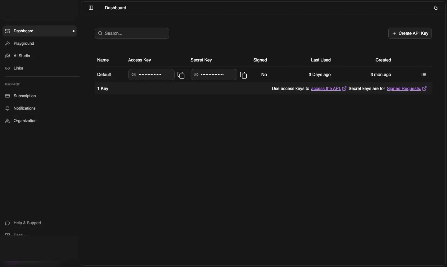 CDNZero Access — API Keys