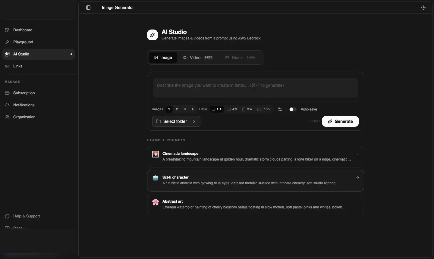 CDNZero AI Studio — Image tab
