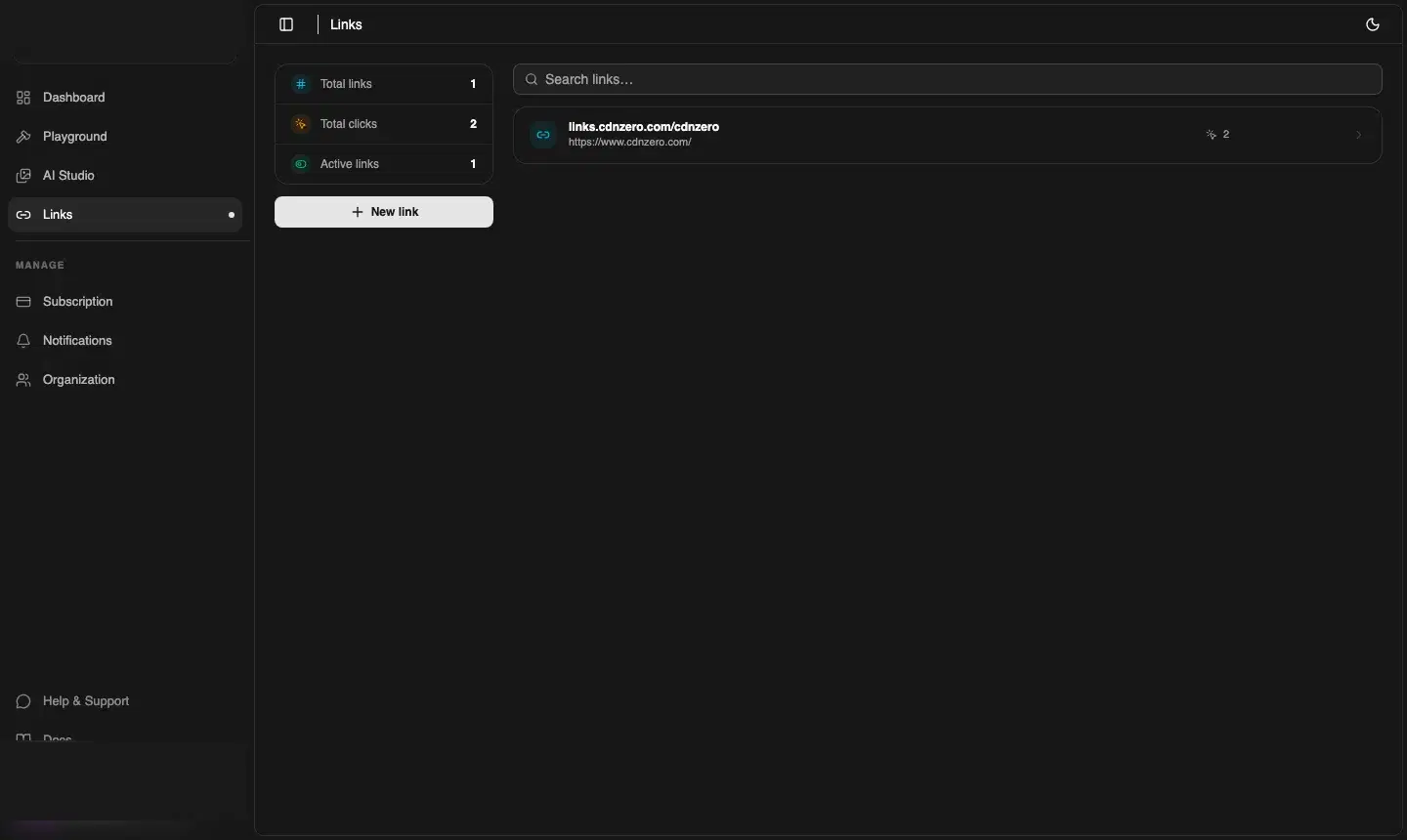 CDNZero Links manager